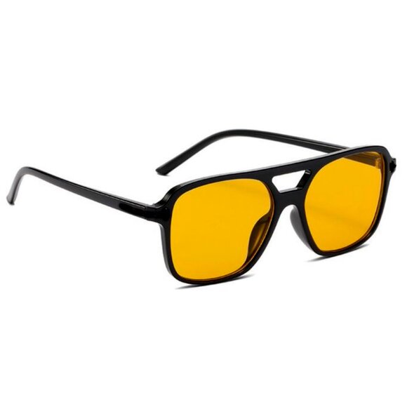Luxury Oversized Women Trendy Yellow Lens Mens Aviator Retro 90's Sunglasses - Picture 5 of 6